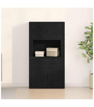 vidaXL Highboard Black oak 80 x 33 x 150 cm Engineered wood