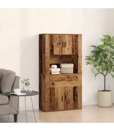 vidaXL Highboard with Drawer Old wood 80 x 33 x 150 cm Engineered wood