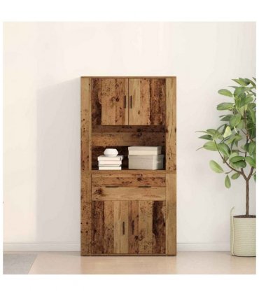 vidaXL Highboard with Drawer Old wood 80 x 33 x 150 cm Engineered wood
