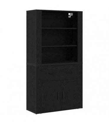 vidaXL Highboard Black Oak 80 x 33 x 150 cm Engineered Wood — V0671964122