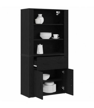 vidaXL Highboard Black Oak 80 x 33 x 150 cm Engineered Wood — V0671964122