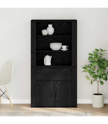vidaXL Highboard Black Oak 80 x 33 x 150 cm Engineered Wood — V0671964122