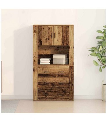 vidaXL Highboard with Drawer Old Wood 80 x 33 x 150 cm Engineered Wood — V0671964135