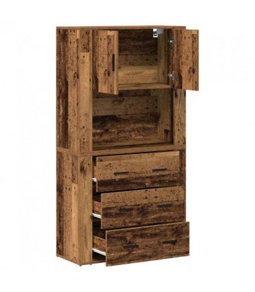 vidaXL Highboard with Drawer Old Wood 80 x 33 x 150 cm Engineered Wood — V0671964135