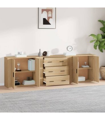 vidaXL Sideboards 3 pcs Sonoma Oak Engineered Wood — V0671964145