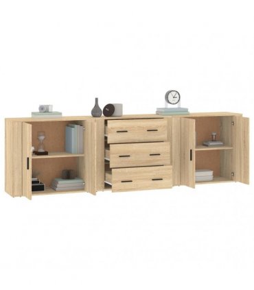 vidaXL Sideboards 3 pcs Sonoma Oak Engineered Wood — V0671964145