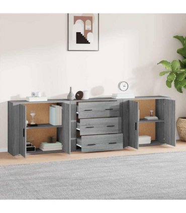 vidaXL Sideboards 3 pcs Grey Sonoma Engineered Wood — V0671964146