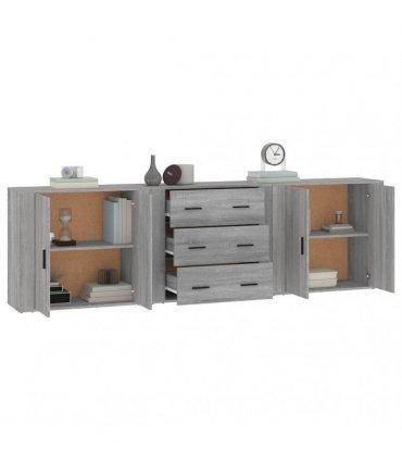 vidaXL Sideboards 3 pcs Grey Sonoma Engineered Wood — V0671964146