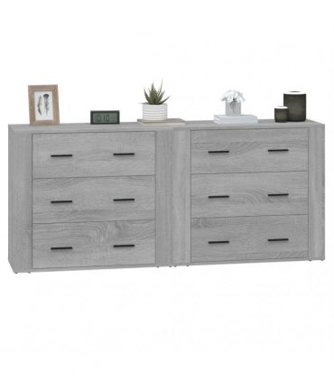 vidaXL Sideboards 2 pcs Grey Sonoma Engineered Wood