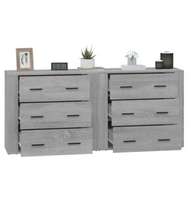 vidaXL Sideboards 2 pcs Grey Sonoma Engineered Wood