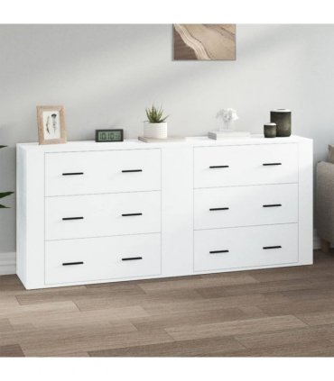 vidaXL Sideboards 2 pcs White Engineered Wood — V0671964151