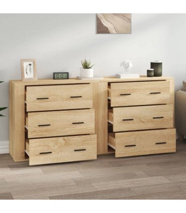 vidaXL Sideboards 2 pcs Sonoma Oak Engineered Wood — V0671964153