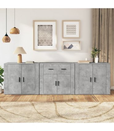 vidaXL Sideboards 3 pcs Concrete Grey Engineered Wood — V0671964154