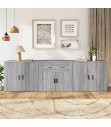 vidaXL Sideboards 3 pcs Grey Sonoma Engineered Wood — V0671964156