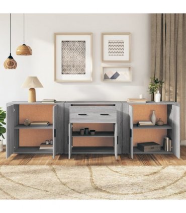 vidaXL Sideboards 3 pcs Grey Sonoma Engineered Wood — V0671964156