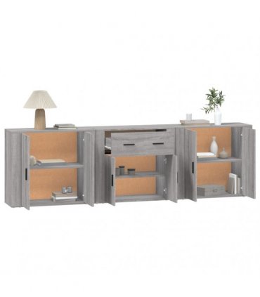 vidaXL Sideboards 3 pcs Grey Sonoma Engineered Wood — V0671964156
