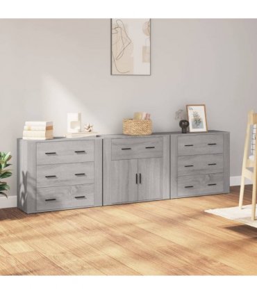 vidaXL Sideboards 3 pcs Grey Sonoma Engineered Wood — V0671964158