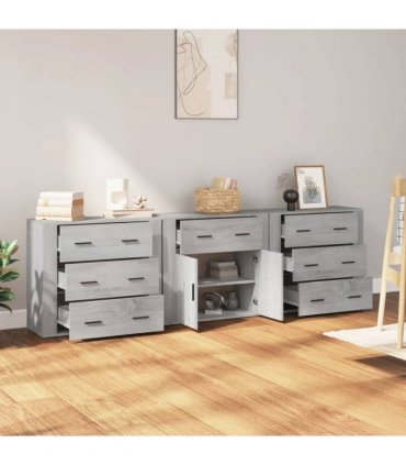 vidaXL Sideboards 3 pcs Grey Sonoma Engineered Wood — V0671964158