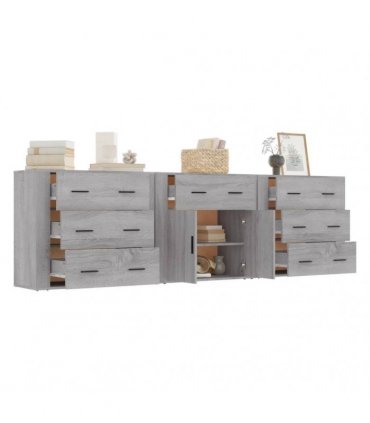 vidaXL Sideboards 3 pcs Grey Sonoma Engineered Wood — V0671964158