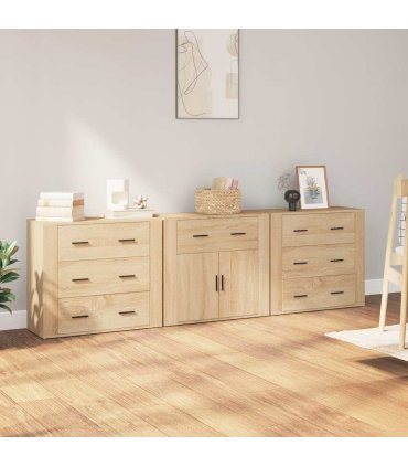 vidaXL Sideboard | Set of 3 | Sonoma Oak | Engineered Wood | Medium | Sideboard