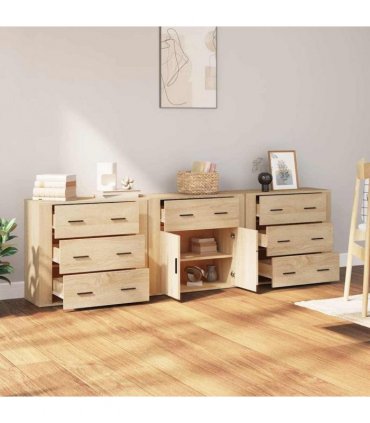 vidaXL Sideboard | Set of 3 | Sonoma Oak | Engineered Wood | Medium | Sideboard