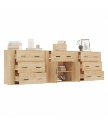 vidaXL Sideboard | Set of 3 | Sonoma Oak | Engineered Wood | Medium | Sideboard