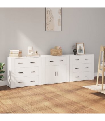 vidaXL Sideboards 3 pcs White Engineered Wood — V0671964161
