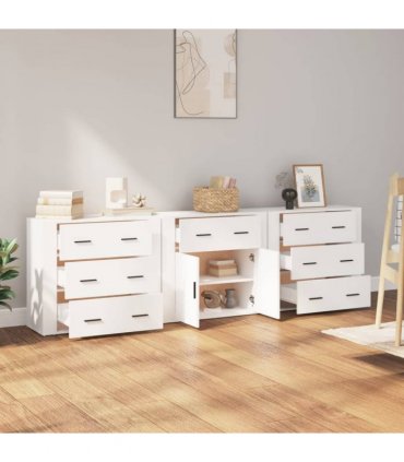 vidaXL Sideboards 3 pcs White Engineered Wood — V0671964161