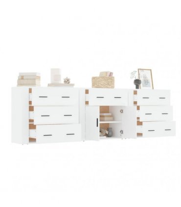 vidaXL Sideboards 3 pcs White Engineered Wood — V0671964161
