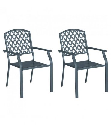 vidaXL Garden Chair 2 pcs Anthracite 56 x 65 x 89 cm Steel