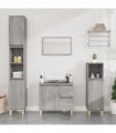 vidaXL 3 Piece Bathroom Cabinet Set Grey Sonoma Engineered Wood