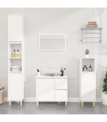 vidaXL 3 Piece Bathroom Cabinet Set White Engineered Wood