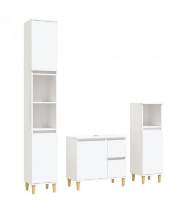 vidaXL 3 Piece Bathroom Cabinet Set White Engineered Wood