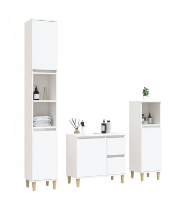 vidaXL 3 Piece Bathroom Cabinet Set White Engineered Wood