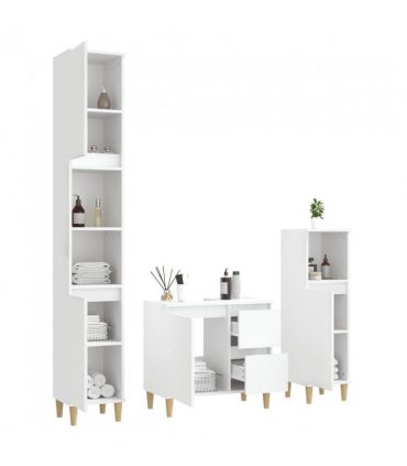 vidaXL 3 Piece Bathroom Cabinet Set White Engineered Wood