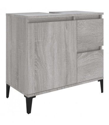 vidaXL 3 Piece Bathroom Cabinet Set Grey Sonoma Engineered Wood — V0671964200