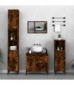 vidaXL 3 Piece Bathroom Cabinet Set Smoked Oak Engineered Wood — V0671964202
