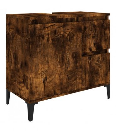 vidaXL 3 Piece Bathroom Cabinet Set Smoked Oak Engineered Wood — V0671964202