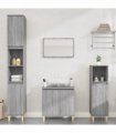 vidaXL 3 Piece Bathroom Furniture Set Grey Sonoma Engineered Wood — V0671964205