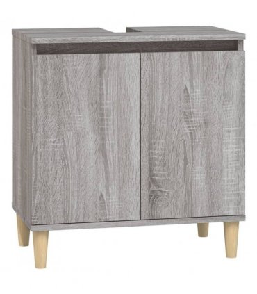 vidaXL 3 Piece Bathroom Furniture Set Grey Sonoma Engineered Wood — V0671964205