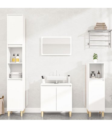 vidaXL 3 Piece Bathroom Furniture Set White Engineered Wood — V0671964206