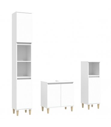 vidaXL 3 Piece Bathroom Furniture Set White Engineered Wood — V0671964206
