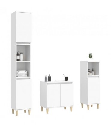 vidaXL 3 Piece Bathroom Furniture Set White Engineered Wood — V0671964206