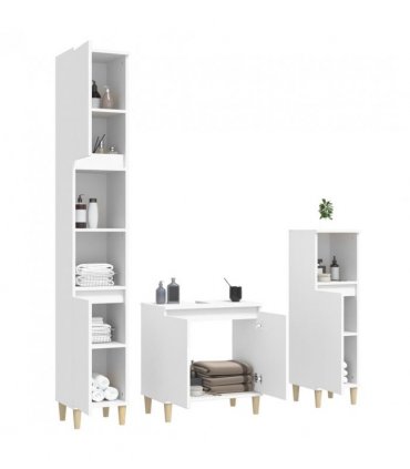 vidaXL 3 Piece Bathroom Furniture Set White Engineered Wood — V0671964206