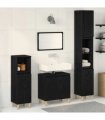 vidaXL Bathroom Furniture Set Wall-mounted with Door 3 pcs Black Oak — V0671964208