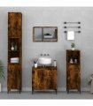 vidaXL 3 Piece Bathroom Furniture Set Smoked Oak Engineered Wood — V0671964209