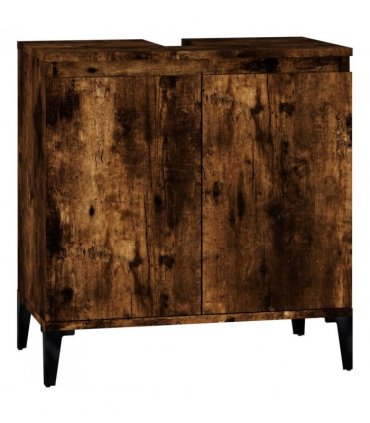 vidaXL 3 Piece Bathroom Furniture Set Smoked Oak Engineered Wood — V0671964209