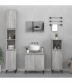 vidaXL 3 Piece Bathroom Furniture Set Grey Sonoma Engineered Wood — V0671964211