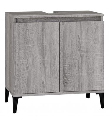 vidaXL 3 Piece Bathroom Furniture Set Grey Sonoma Engineered Wood — V0671964211