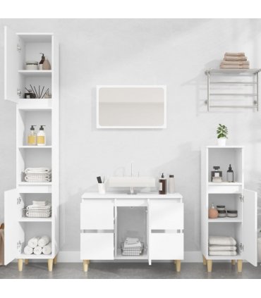 vidaXL 3 Piece Bathroom Furniture Set White Engineered Wood — V0671964215